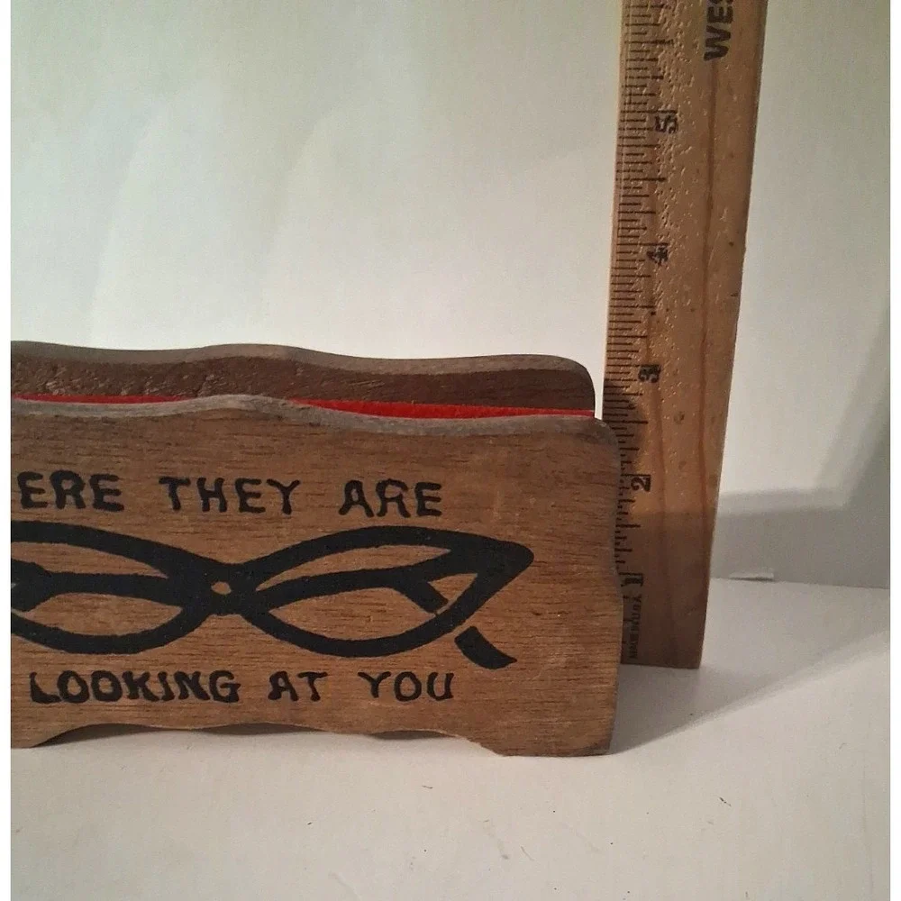 Vintage MCM Wooden Cat Eye Glasses Holder 